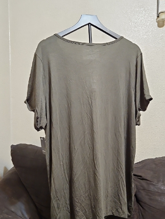 torrid Olive Lace-Up Tunic with Floral & Lightning Embroidery - Picture 4 of 7